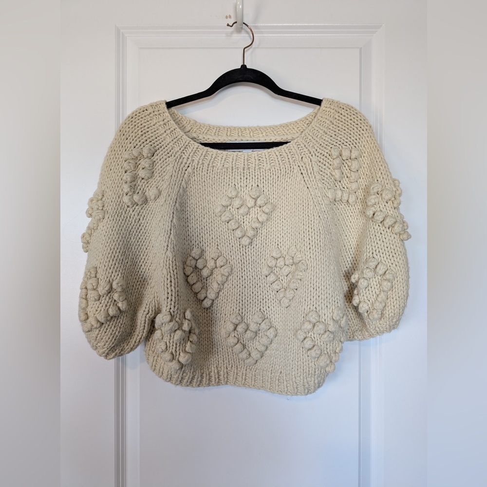 Callahan Knit Pommed Sweater Cropped Sand Size Small